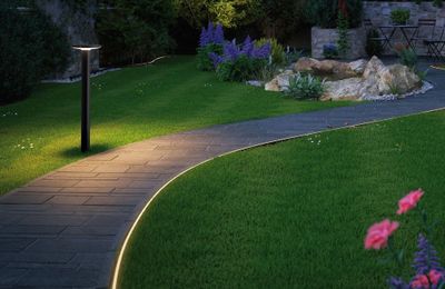 Borne extérieur LED plate 60cm Plug & Shine noir IP44 300 lumens blanc chaud - PAULMANN