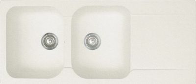 Evier de cuisine résine blanc artic 116x50 cm 2 bacs 1 egouttoir Kite - FRANKE