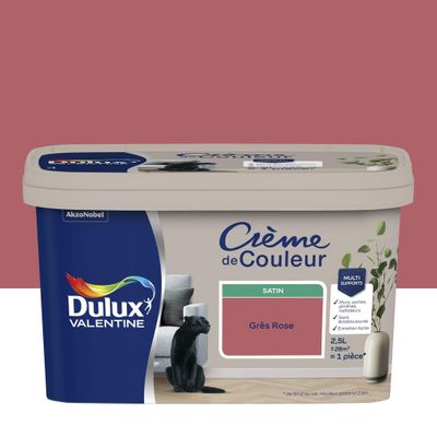 Peinture crème de couleur Grès Rose Satin 2,5 L - DULUX VALENTINE
