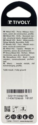 Foret métaux taillé meulé HSS-Revêtu STEAM-DIN338-h8-Pointe en croix court diamètre 6 mm par2 TIVOLY