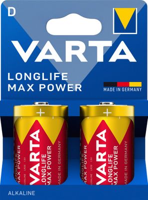 Piles alcalines LR20 (D) Longlife max power par 2 - VARTA