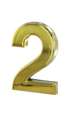 Chiffre 2 adhésif hauteur 50 mm ABS doré THIRARD