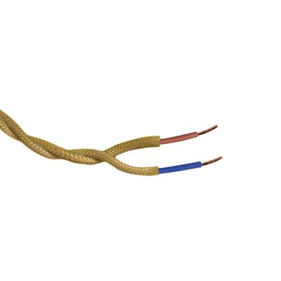 Câble électrique textile torsadé 2 x 0,75 mm² pour luminaire 25 m doré - TIBELEC