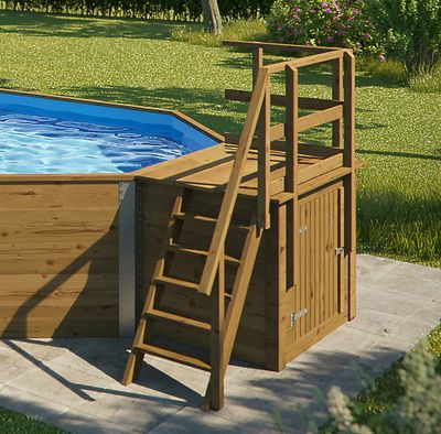Piscine hors sol ovale bois massif 376 x 850 cm hauteur 116 cm - WEKA