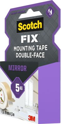Ruban adhésif double face miroir et salle de bains blanc 1,5 m x 19 mm 5 kg - SCOTCH