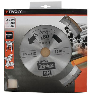 Lame de finition pour scie circulaire 80 dents diamètre 250 mm alésage 30 mm TIVOLY