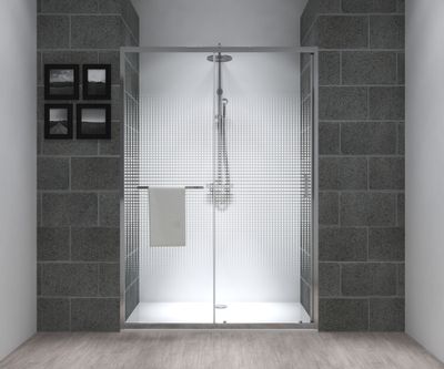 Porte de douche coulissante 140x195 cm profilé chrome verre sérigraphié 6 mm Serenity - OCEA