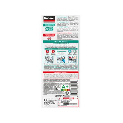 Mastic Silicone Sanitaire Pure Blanc 280 ml RUBSON