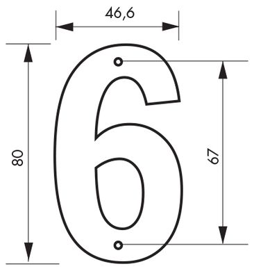 Chiffre 6 à visser hauteur 80 mm noir THIRARD