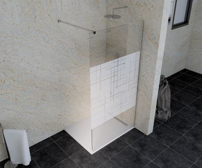 Paroi de douche à l'italienne 100x195 cm profilé chrome verre sérigraphié 6 mm Serenity - OCEA