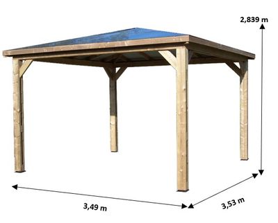 Abri de jardin pool house BLUETERM en bois traité sans paroi  12,31 m², Livraison à domicile incluse - HABRITA