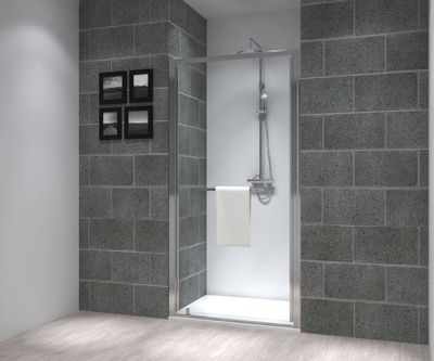 Porte de douche pivotante 100x195 cm profilé chrome verre transparent 6 mm Serenity - OCEA
