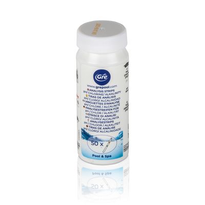 Bandelettes de test eau piscine et spa, Chlore, Brome et pH 50 pièces GRE