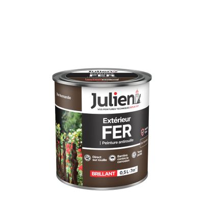 Peinture extérieur fer antirouille brillant Brun Normandie 0,5 L - JULIEN