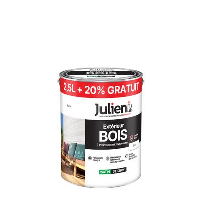Peinture bois blanc satin 2,5 l + 20 % - JULIEN