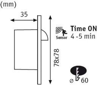 Spot LED encastrable mural avec détecteur de mouvement crépusculaire carré blanc- PAULMANN