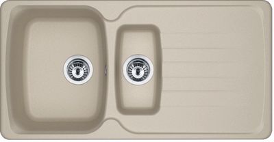 Evier de cuisine fragranit beige café 97x50 cm 2 bacs 1 egouttoir Azur - FRANKE