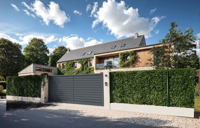 Portail coulissant aluminium ALIZEE l.3,50 x H.1,65 m gris  - PREFALU