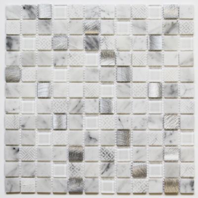 Mosaïque mural intérieur multi-matières blanc SAUGE 30 x 30 cm vendu à l'unité SAS MAT INTER