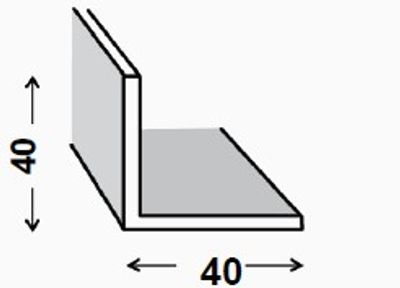 Cornière égale aluminium brut 40 x 40 x 1,2 mm 2,50 m CQFD