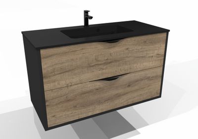 Meuble de salle de bains Frenchart 2 portes L100 x H56 x P47 cm panneau de particules noir et pitaya - CONCILIO