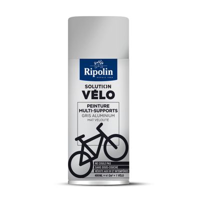 Bombe de peinture multi-supports solution vélo gris alu mat velouté 400 mL - RIPOLIN