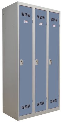 Vestiaire monobloc industrie propre 3 colonnes perle/bleu 180 x 90 x 50 - SNOR