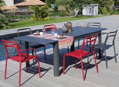 Chaise de jardin empilable Eos aluminium rouge  PROLOISIRS Livraison à domicile incluse