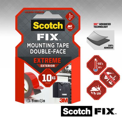 Ruban adhésif double face extérieur Scotch-FIX Extreme 1,5 m x 19 mm noir 10 kg - SCOTCH