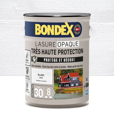 Lasure Opaque 8 ans ind 30 Blanc satin  5 L - BONDEX