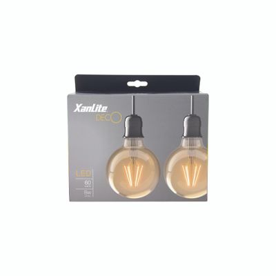 Lot de 2 ampoules LED déco Globe G95 au verre ambré 9 W = 806 Lumens blanc chaud - XANLITE