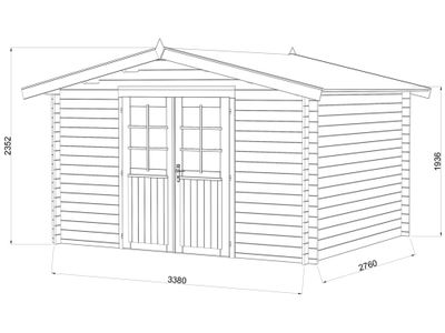 Abri de jardin en bois autoclave marron Valentine -  12,9 m² hors-tout - Livraison incluse - PALMAKO