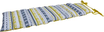 Coussin imperméabilisé imprimé motif ETHNIC coloris moutarde pour bain de soleil SADY'S TRADING