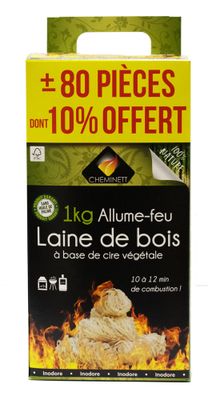 Allume-feu laine de bois 1 kg CHEMINETT