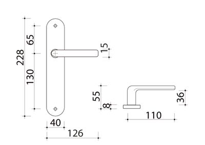 Poignées de porte Tignes aluminium argent sans trou ALPERTEC