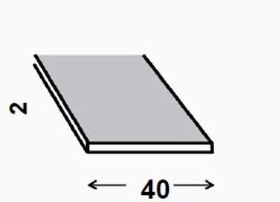 PROFILE PLAT ALUMINIUM ANODISE INCOLORE 40X2MM 2M CQFD