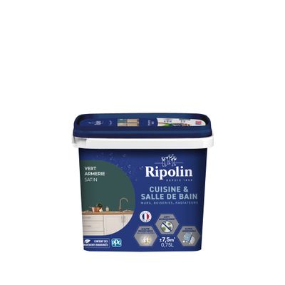 Peinture Cuisine & Bain Vert Armerie satin 0,75 L - RIPOLIN