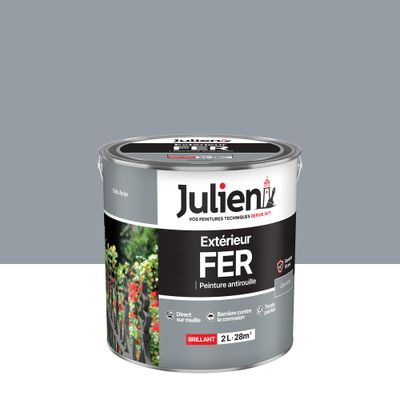 Peinture fer antirouille gris acier brillant 2 L - JULIEN