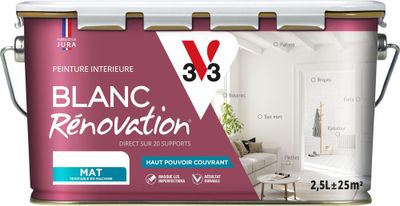 Peinture intérieur renovation 2 en 1 blanc mat 2,5 L - V33
