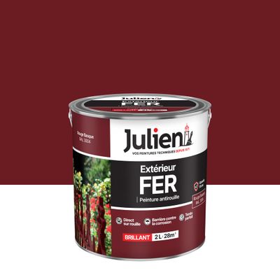Peinture fer antirouille rouge basque RAL 3004 brillant 2 L - JULIEN