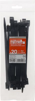 Colliers de serrage 6 x 180 mm noir par 20