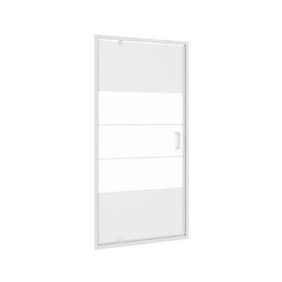 Porte de douche pivotante 90x185 cm profilé blanc verre sérigraphié 4 mm Primera - OCEA