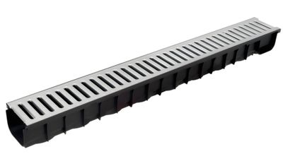 Caniveau PE-HD avec grille en acier galvanisé L. 3m x  l.120 x H.8,4 cm FITT