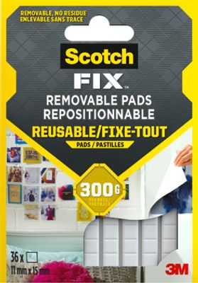 Pastilles adhésives double face repositionnables gris par 36 - SCOTCH