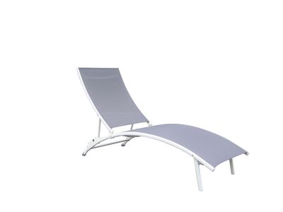 Bain de soleil acier gris et textilène gris