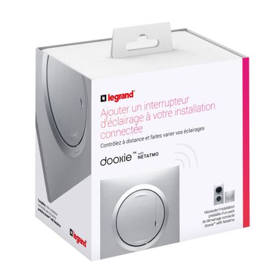 Variateur de lumière connecté sans neutre + plaque Aluminium - Dooxie with Netatmo LEGRAND