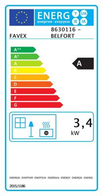 Poêle à gaz infrableu BELFORT 3,4 kW avec détendeur noir - FAVEX
