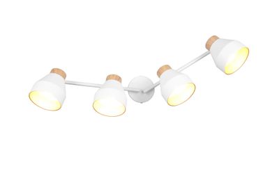 Réglette 4 spots E14 VALENTIN blanc et bois 4 X 10W - CASALUM