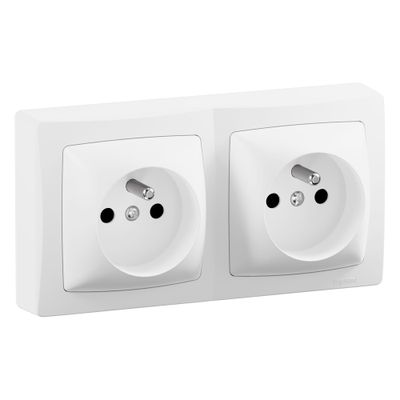 Double prise 2 pôles + terre en saillie vertical/horizontal ASL blanc - LEGRAND
