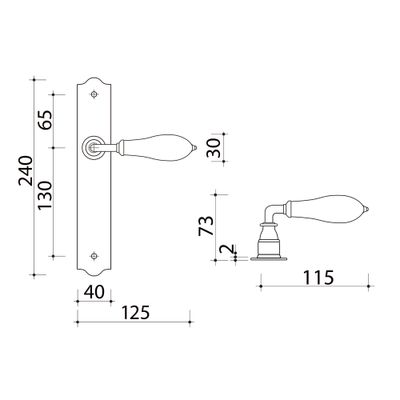 Poignées de porte Ellis fer patiné céramique beige sans trou ALPERTEC